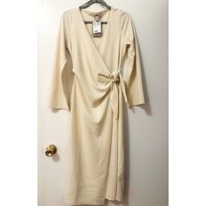Long Sleeve Cream Wrap Dress Size US Medium